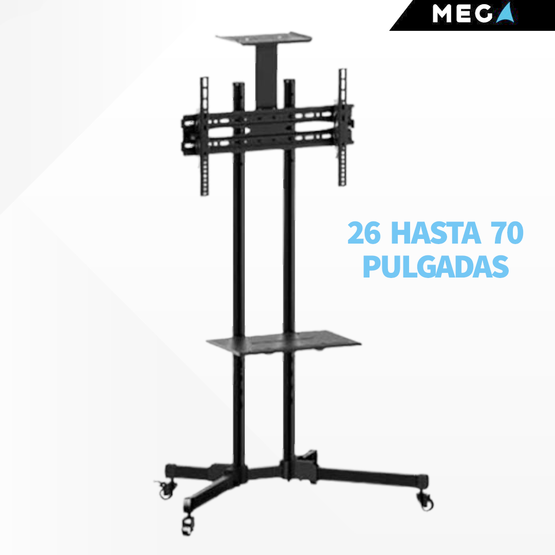 RACK PEDESTAL PARA TV DE 26″ – 70″ CON BANDEJA