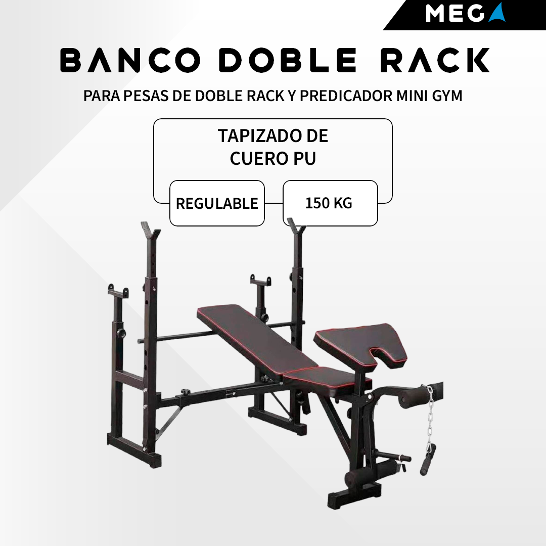 Banco para pesas de doble rack