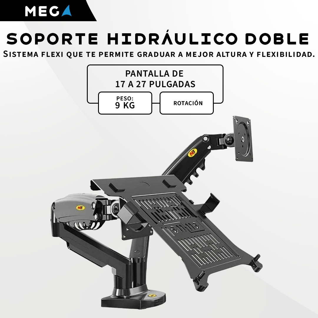 SOPORTE HIDRÁULICO DOBLE PARA MONITOR DE 17″ – 27″