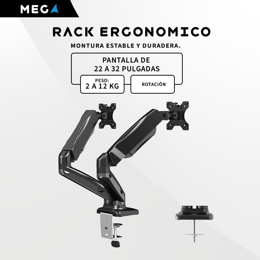 RACK ERGONÓMICO PARA MONITORES DE 22″ – 32″