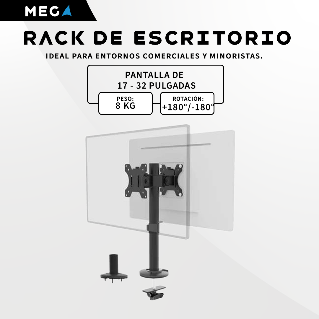 SOPORTE DE ESCRITORIO PARA DOS MONITORES DE 17″ – 32″