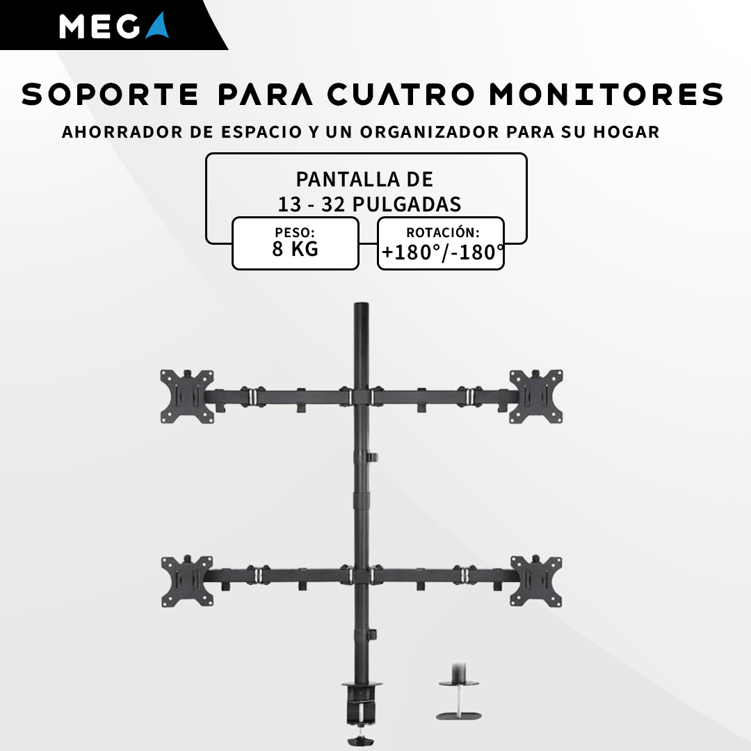 SOPORTE PARA CUATRO MONITORES DE 13″ – 32″