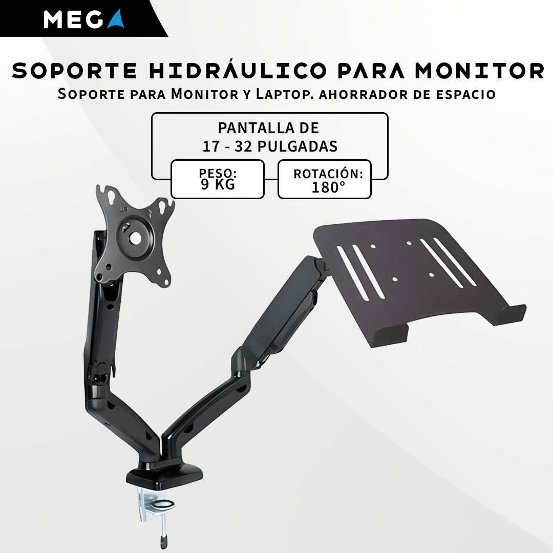 SOPORTE HIDRÁULICO PARA MONITOR DE 17″ – 32″ Y LAPTOP