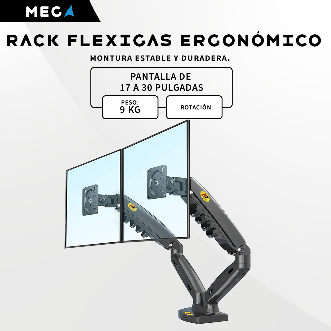 RACK FLEXIGAS DOBLE PARA MONITORES DE 17″ – 30″