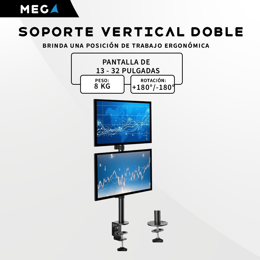 SOPORTE VERTICAL DOBLE PARA MONITORES DE 13″ – 32″