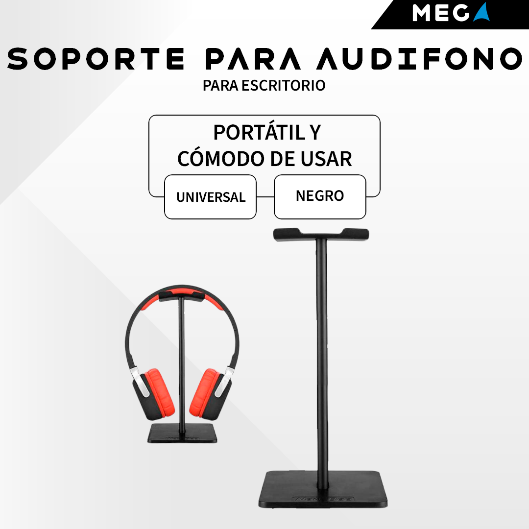 Soporte de Audífonos Auriculares para Escritorio Negro